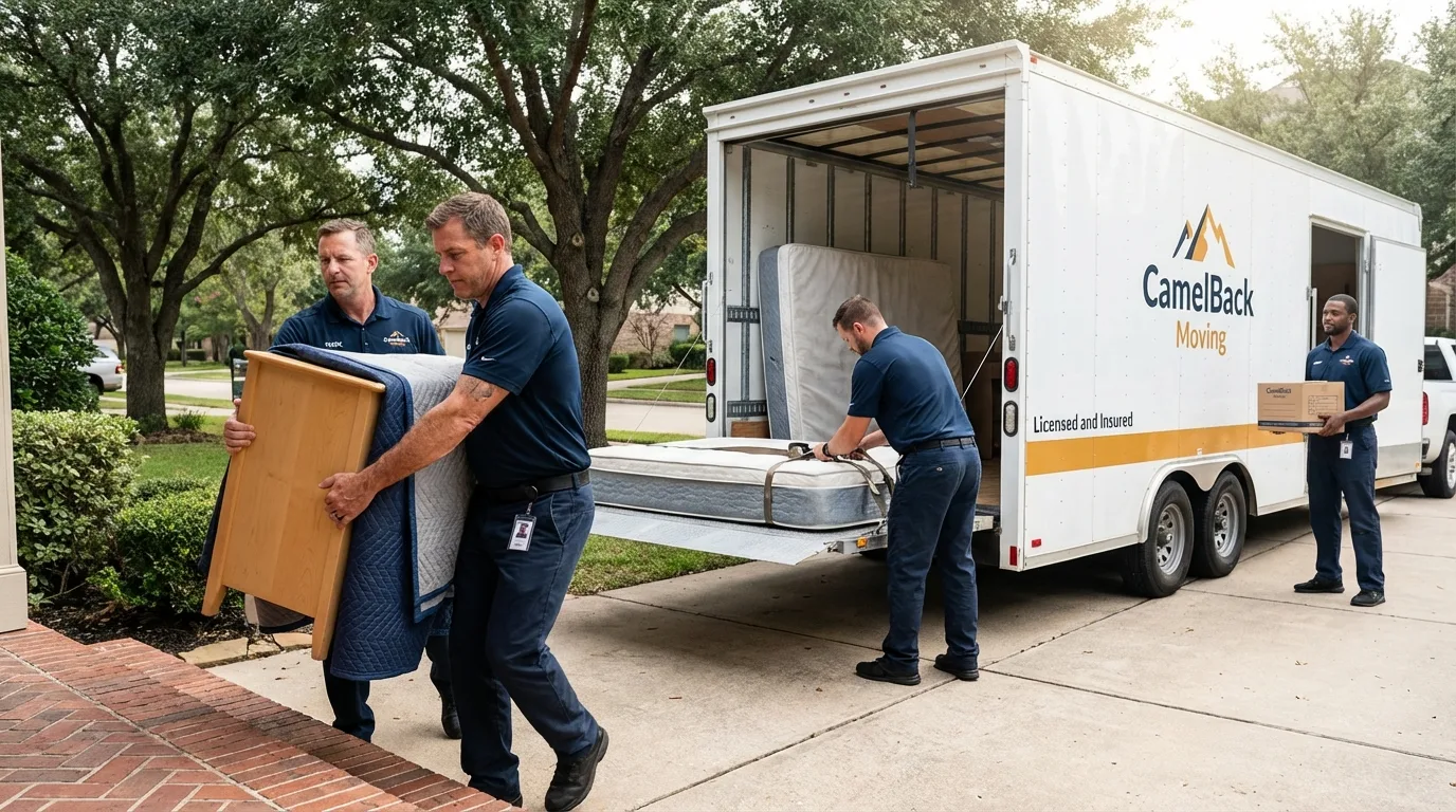 Crew loading residential truck for cross-state move from Salem, IN