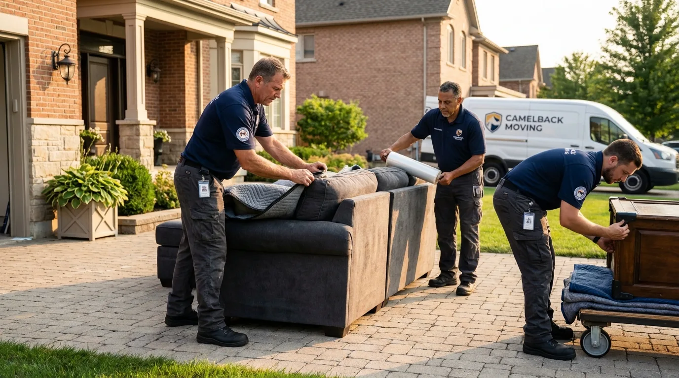 Large estate moving crew wrapping furniture in Salem, IN